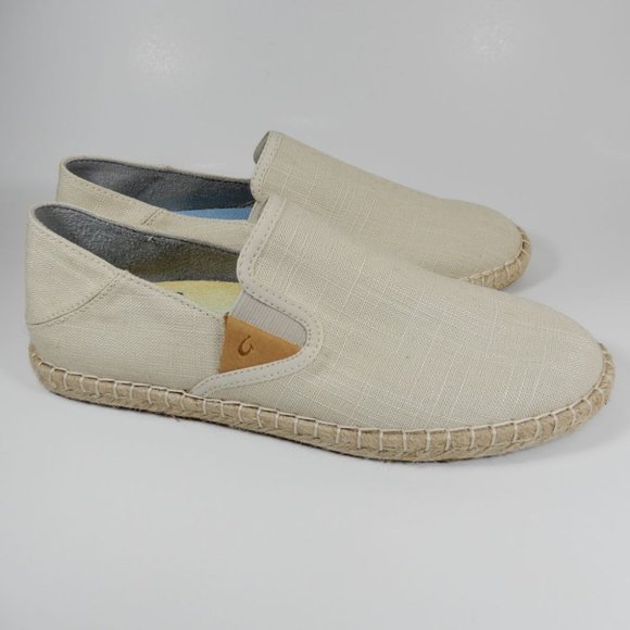 OluKai Kaula Pa'a Kapa Slip-on Espadrille Loafer Size 9.5 Tapa Canvas NEW $100 - Picture 7 of 12